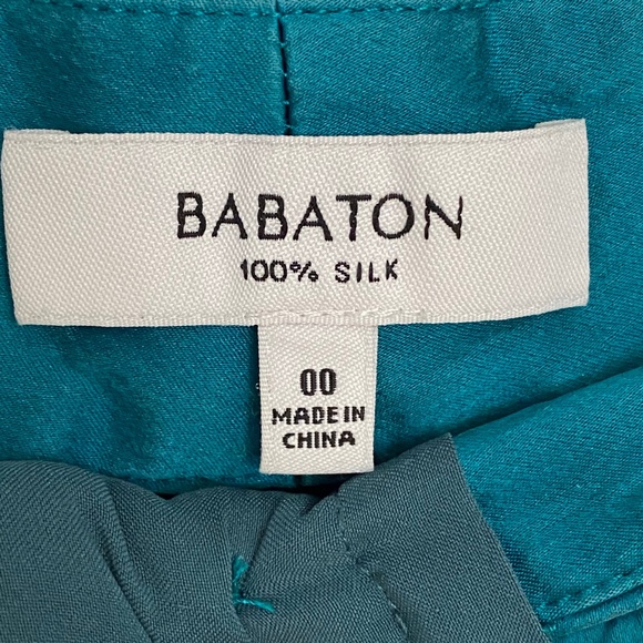 Aritzia Babaton Silk Turquoise High Waist Shorts With Pockets Size 00 - Picture 5 of 5